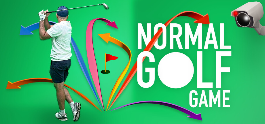 Normal Golf Game key art: golfer swinging toward the flag under the game logo